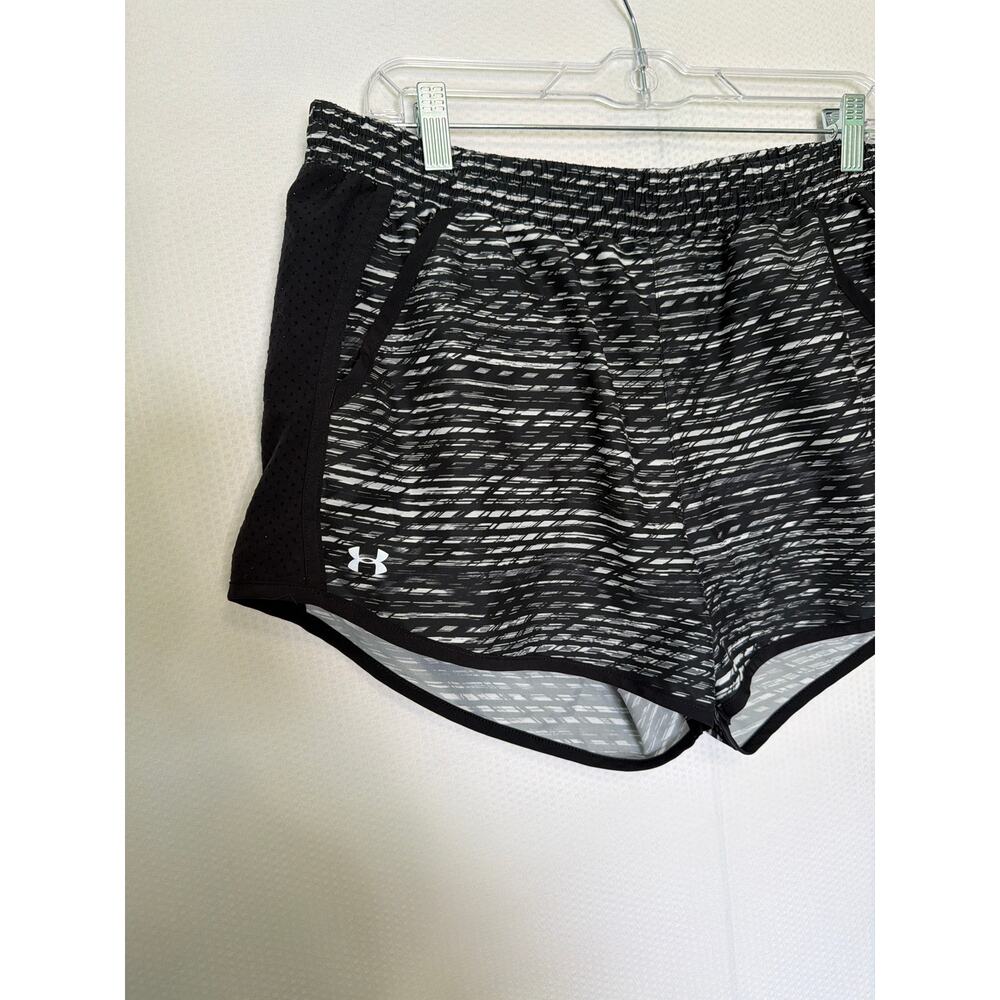 Under Armour‎ HeatGear Running Shorts Women Large Black Gray Athletic - Picture 3 of 8